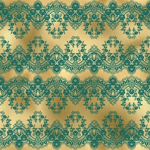 victorian teal and gold lace