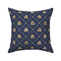victorian blue and gold floral pattern