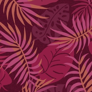 jumbo-Jungle Palm Fronds-cranberry-master-copy