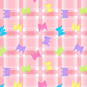 Bubblegum Pink Butterfly Plaid