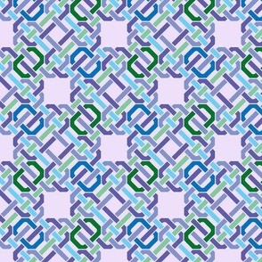 Linked Rings - Blue/Green/Purple on Lavender