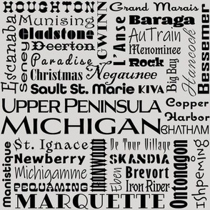 Michigan Upper Peninsula Towns (Black Print)