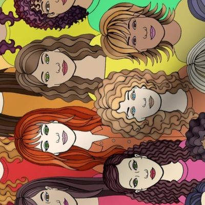 ladies in rainbow, feminist tapestry