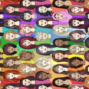 ladies in rainbow, feminist tapestry