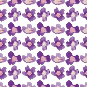 Watercolor Violet Flowers White Small Scale