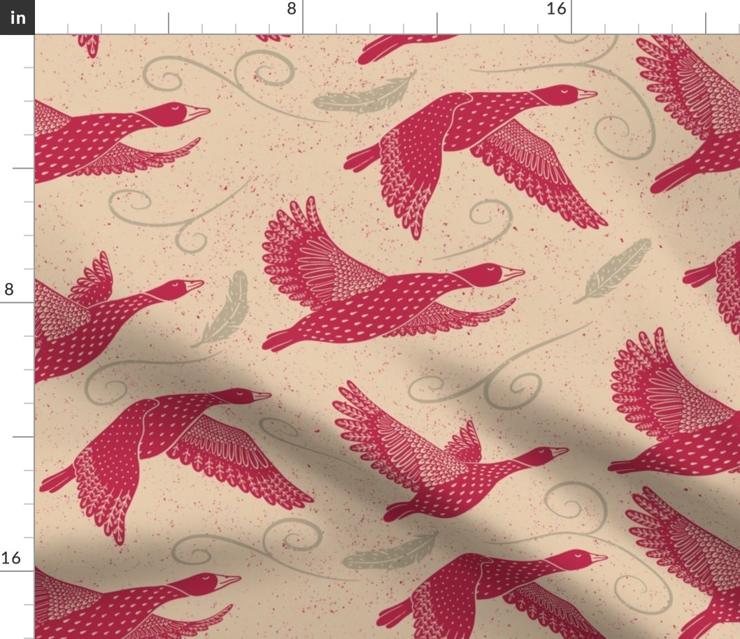 flying geese Pantone 2023 viva magenta 18 inch (12 inch wallpaper)