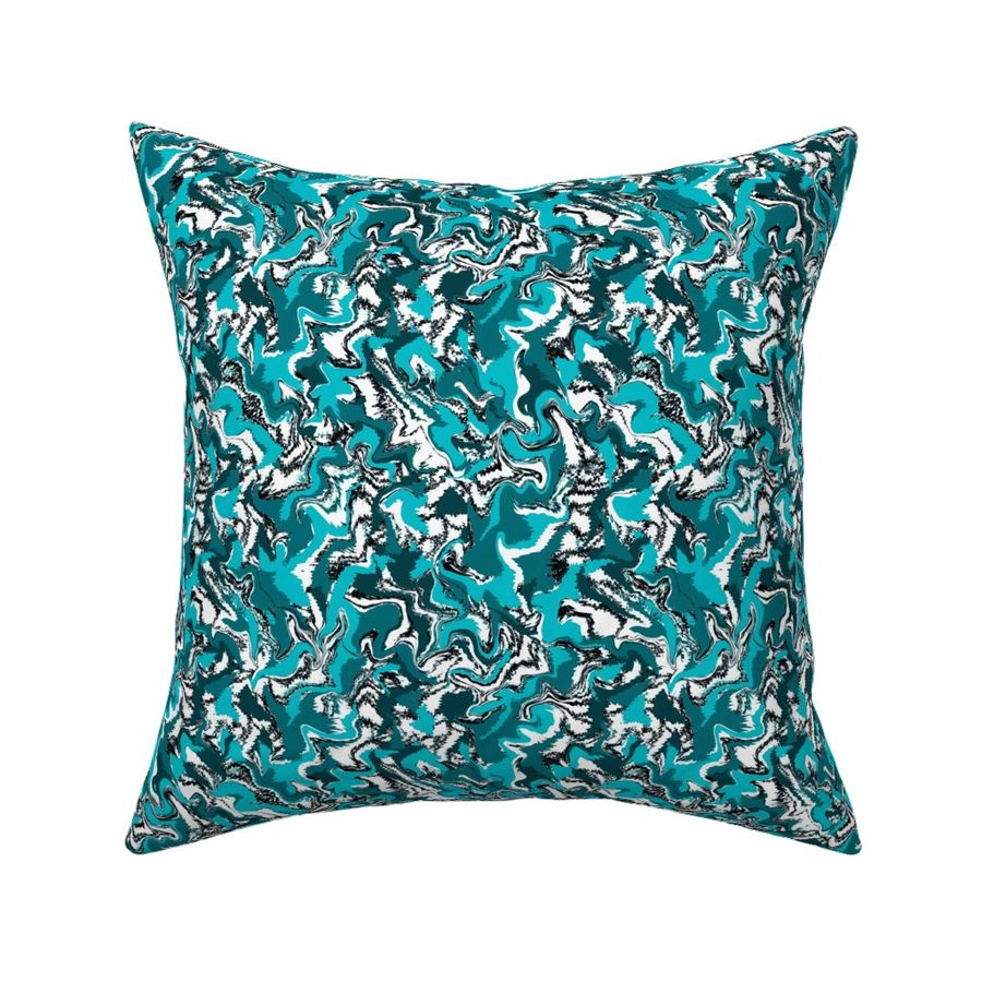 SQG2 - Organic Squiggles  and Cream in Turquoise - White - Black