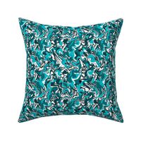 SQG2 - Organic Squiggles  and Cream in Turquoise - White - Black