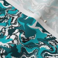 SQG2 - Organic Squiggles  and Cream in Turquoise - White - Black