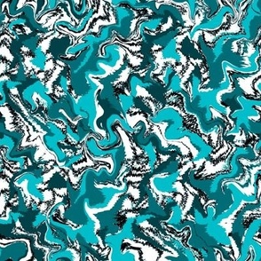 SQG2 - Organic Squiggles  and Cream in Turquoise - White - Black
