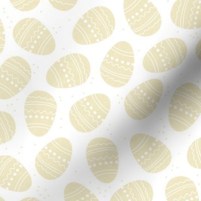 Sweet boho style minimalist easter eggs fun springtime egg hunt design in soft pastel butter yellow on white LARGE  
