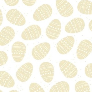 Sweet boho style minimalist easter eggs fun springtime egg hunt design in soft pastel butter yellow on white LARGE  