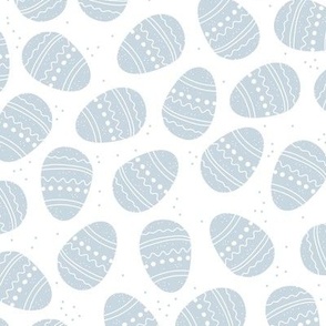 Sweet boho style minimalist easter eggs fun springtime egg hunt design in soft pastel cool baby blue on white LARGE