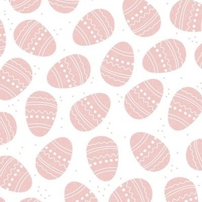 Sweet boho style minimalist easter eggs fun springtime egg hunt design in soft pastel blush pink on white  LARGE