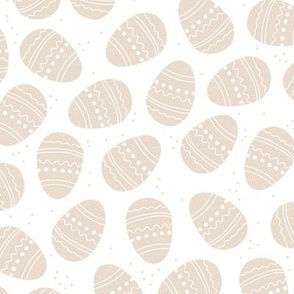 Sweet boho style minimalist easter eggs fun springtime egg hunt design in soft pastel sand beige nude on white  LARGE