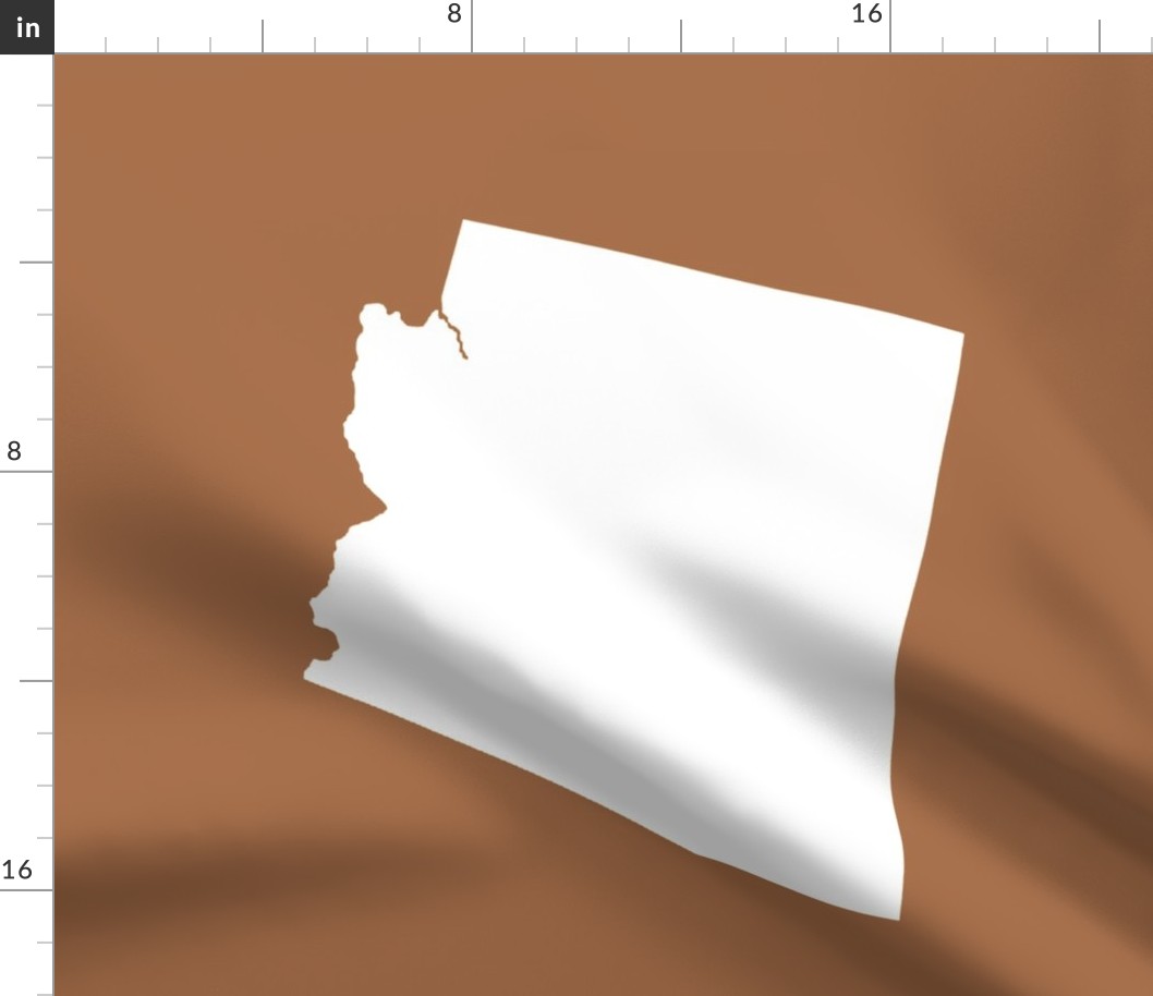 Arizona silhouette, 18x21" panel, white on brown - ELH