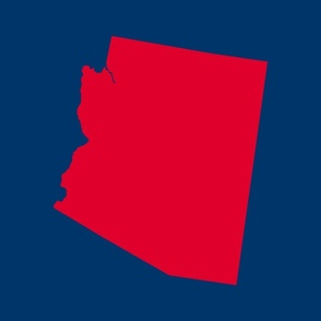 Arizona silhouette, 18x21" panel, cardinal red on navy - ELH