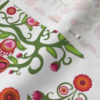 Make a Tea Towel-Polish Folk Art Floral-Wycinanki-on White-Rotated Counter-clockwise