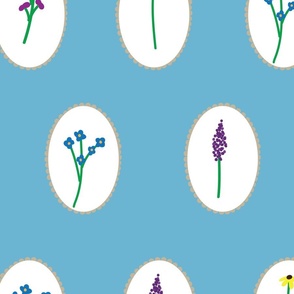 Single Wildflowers framed on Blue