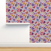 Y2K - 2000s doodles - Stars, hearts, butterflies, cherries - purple - medium