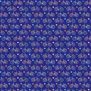 Busy Bicycles on Bright Blue (small scale)