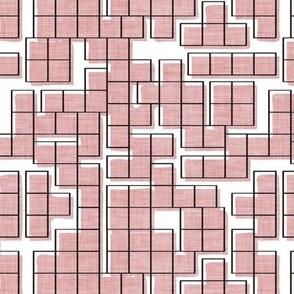 Small scale // Game is not over // white background blush pink tetrominos four square blocks