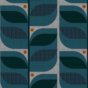 mid century tropical leaves-dark teal-large scale