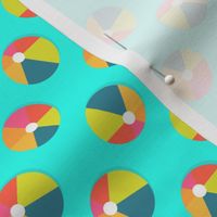 Colorful Beach Ball Print on Turquoise Background