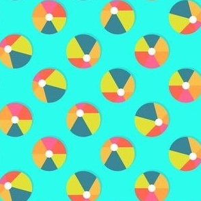 Colorful Beach Ball Print on Turquoise Background