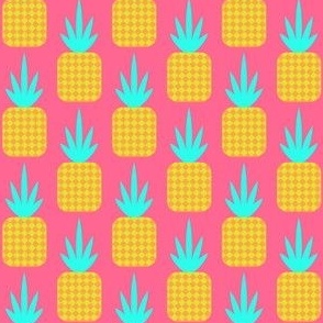 Pink Checkerboard Pineapple Print