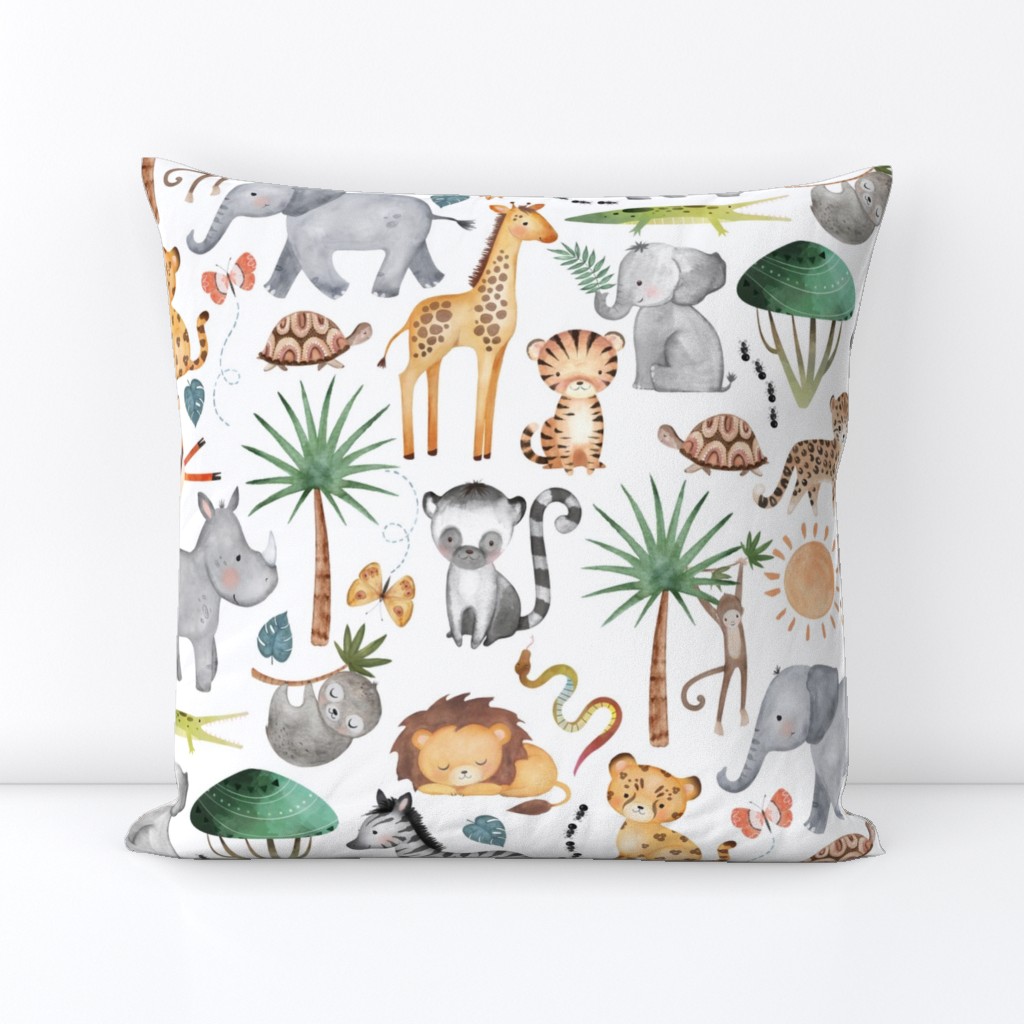 Wild Safari Animals – Jungle Animals Nursery Bedding, Lion Elephant Giraffe Zebra Rhino Cheetah  // It's a Jungle collection