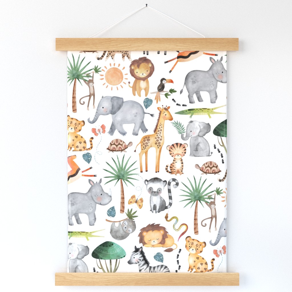 Wild Safari Animals – Jungle Animals Nursery Bedding, Lion Elephant Giraffe Zebra Rhino Cheetah  // It's a Jungle collection