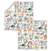 Wild Safari Animals – Jungle Animals Nursery Bedding, Lion Elephant Giraffe Zebra Rhino Cheetah  // It's a Jungle collection