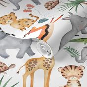 Wild Safari Animals – Jungle Animals Nursery Bedding, Lion Elephant Giraffe Zebra Rhino Cheetah  // It's a Jungle collection