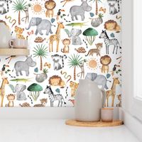 Wild Safari Animals – Jungle Animals Nursery Bedding, Lion Elephant Giraffe Zebra Rhino Cheetah  // It's a Jungle collection