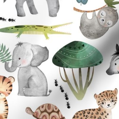 Wild Safari Animals – Jungle Animals Nursery Bedding, Lion Elephant Giraffe Zebra Rhino Cheetah  // It's a Jungle collection