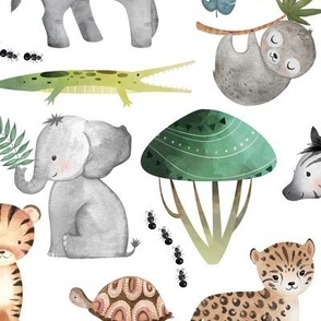 Wild Safari Animals – Jungle Animals Nursery Bedding, Lion Elephant Giraffe Zebra Rhino Cheetah  // It's a Jungle collection