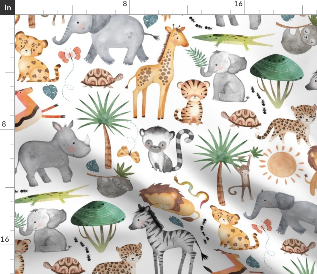 Wild Safari Animals – Jungle Animals Nursery Bedding, Lion Elephant Giraffe Zebra Rhino Cheetah  // It's a Jungle collection
