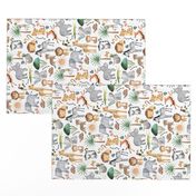 Wild Safari Animals (half scale) Jungle Animals Nursery Bedding, Lion Elephant Giraffe Zebra Rhino Cheetah // It's a Jungle collection, rotated