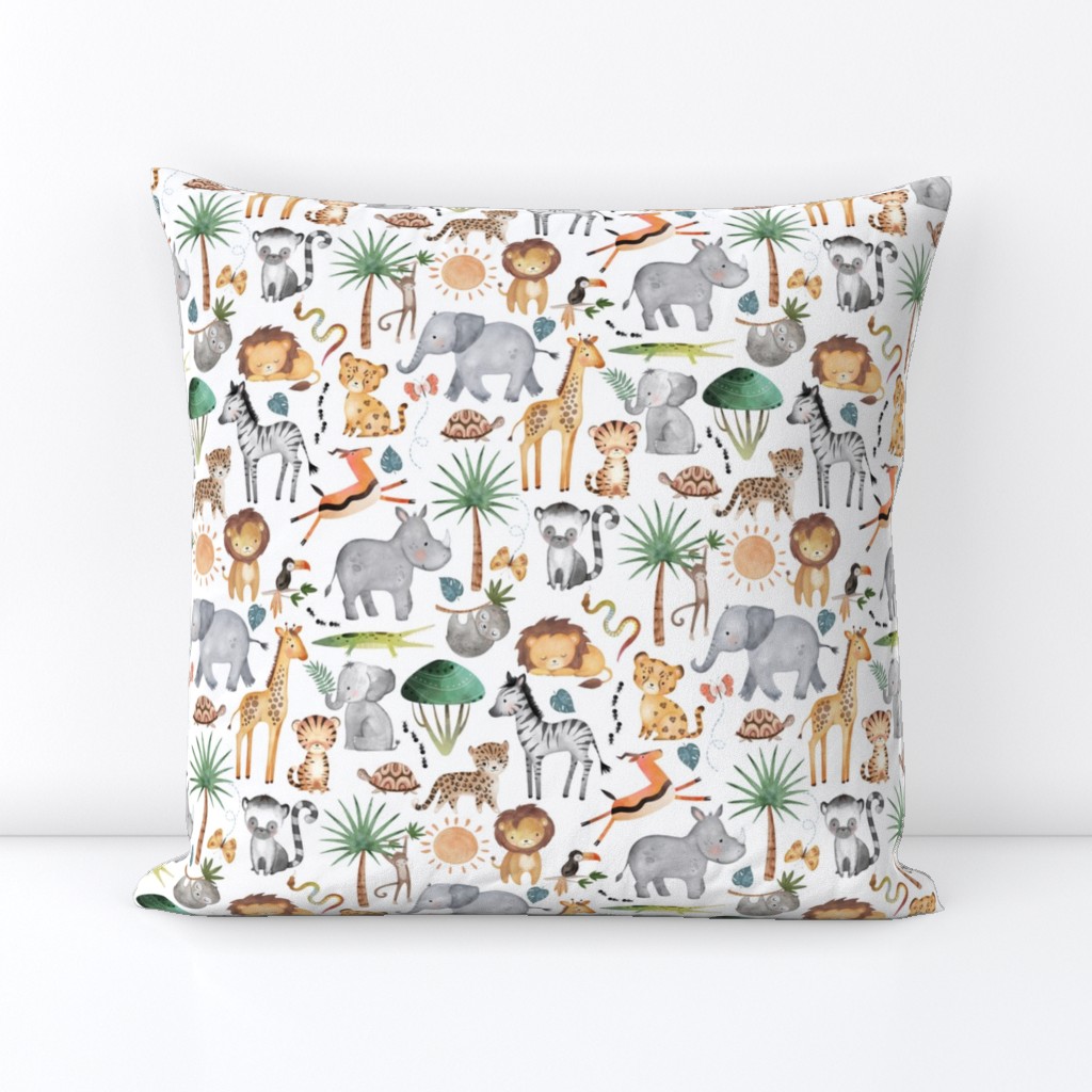 Wild Safari Animals (half scale) Jungle Animals Nursery Bedding, Lion Elephant Giraffe Zebra Rhino Cheetah  // It's a Jungle collection