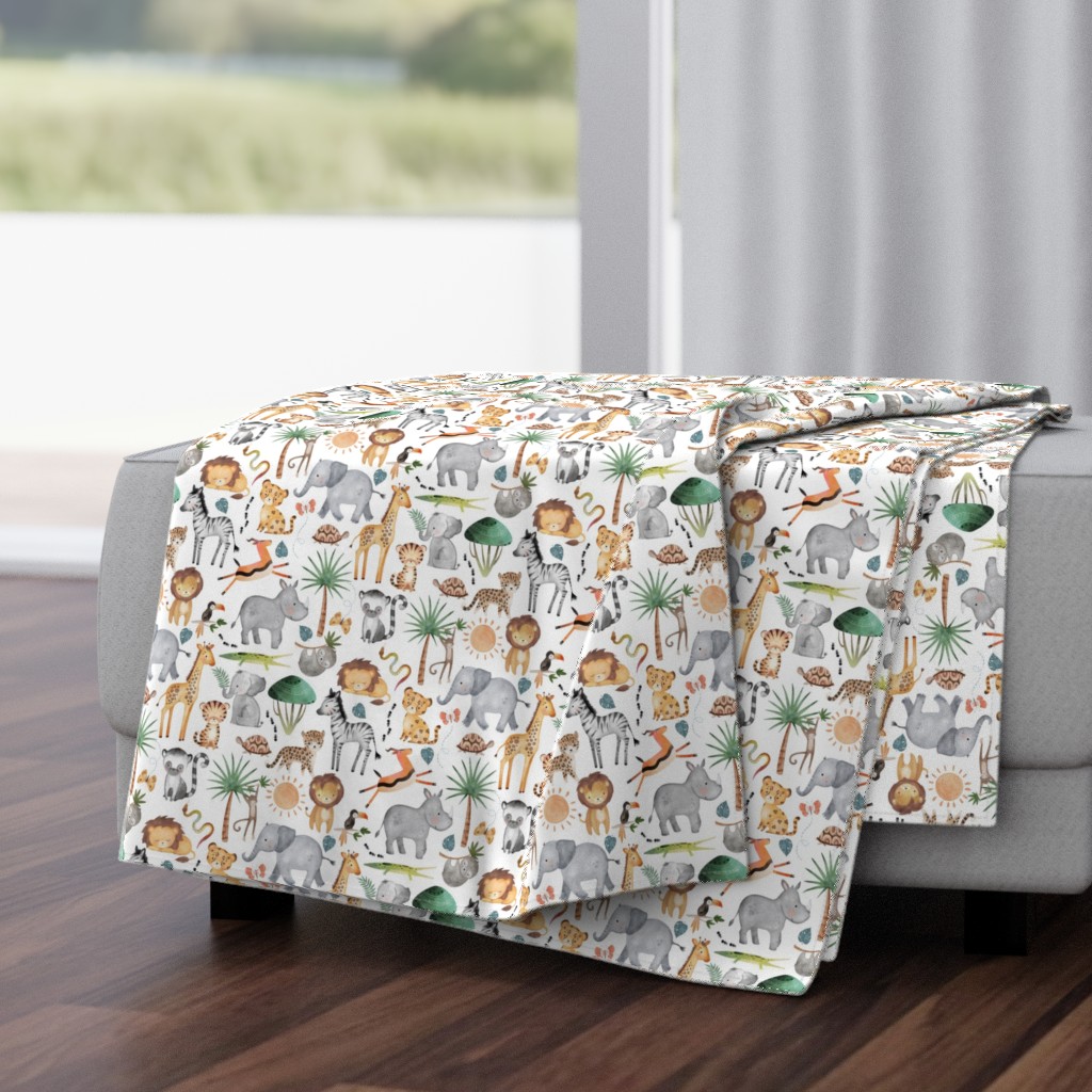 Wild Safari Animals (half scale) Jungle Animals Nursery Bedding, Lion Elephant Giraffe Zebra Rhino Cheetah  // It's a Jungle collection