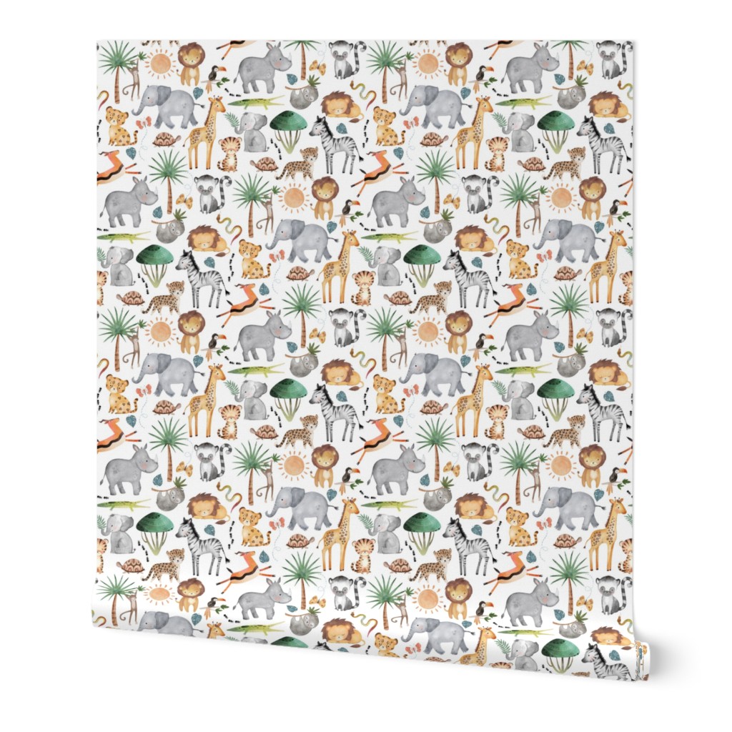 Wild Safari Animals (half scale) Jungle Animals Nursery Bedding, Lion Elephant Giraffe Zebra Rhino Cheetah  // It's a Jungle collection