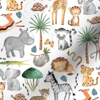 Wild Safari Animals (half scale) Jungle Animals Nursery Bedding, Lion Elephant Giraffe Zebra Rhino Cheetah  // It's a Jungle collection