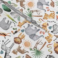 Wild Safari Animals (half scale) Jungle Animals Nursery Bedding, Lion Elephant Giraffe Zebra Rhino Cheetah  // It's a Jungle collection