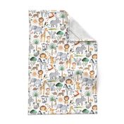 Wild Safari Animals (half scale) Jungle Animals Nursery Bedding, Lion Elephant Giraffe Zebra Rhino Cheetah  // It's a Jungle collection