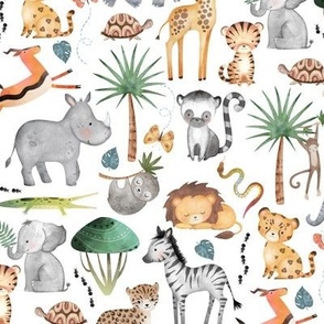 Jungle Cute Baby Animals Pastel Wild Fabric, Wallpaper and Home Decor |  Spoonflower