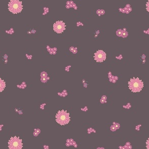 Daisy scatter - raspberry colourway