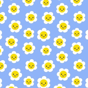 Smiley Flowers Fabric, Wallpaper and