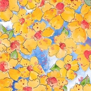 Summer Bliss Watercolor Floral Bold small scale