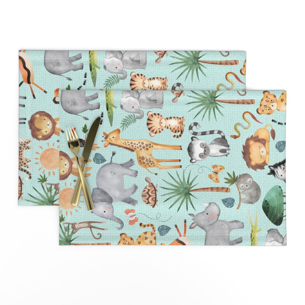 Wild Safari Animals (crystal) Jungle Animals Nursery Bedding, Lion Elephant Giraffe Zebra Rhino Cheetah  // It's a Jungle collection, rotated